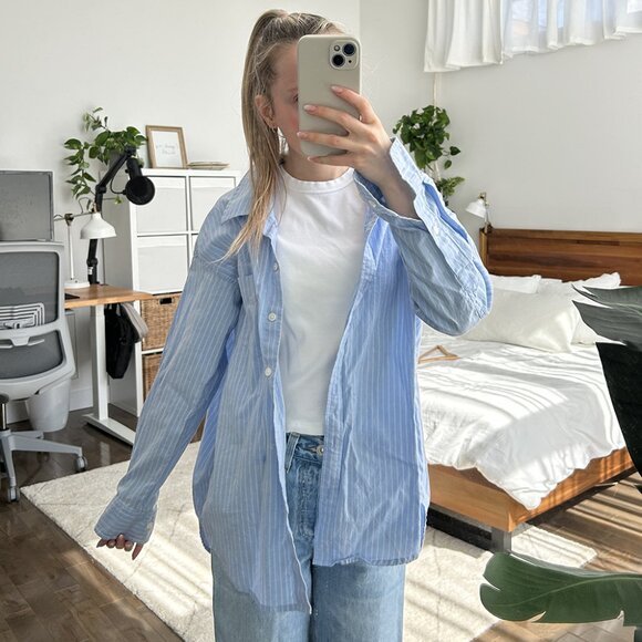 Wilfred Relaxed Oxford Shirt in 2XS Hayes Cornflower Blue White - Picture 4 of 8